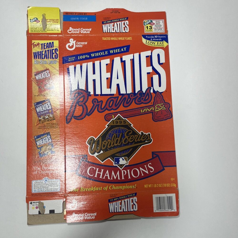 Wheaties 1995 World Champions Atlanta Braves Cereal Box